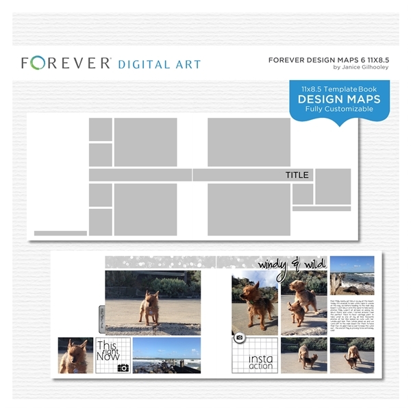 Forever Design Maps 6 11x8.5 Digital Art - Digital Scrapbooking Kits