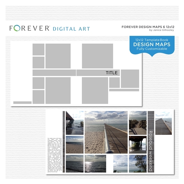 Forever Design Maps 6 12x12 Digital Art - Digital Scrapbooking Kits