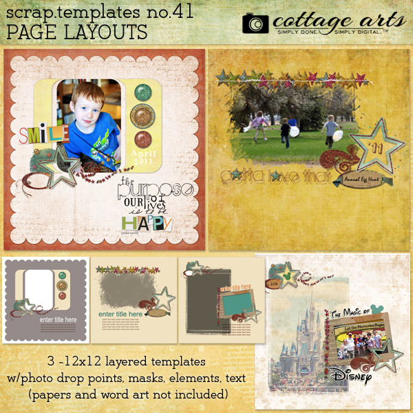 12 X 12 Scrap Templates 41 - Page Layouts Digital Art - Digital Scrapbooking Kits
