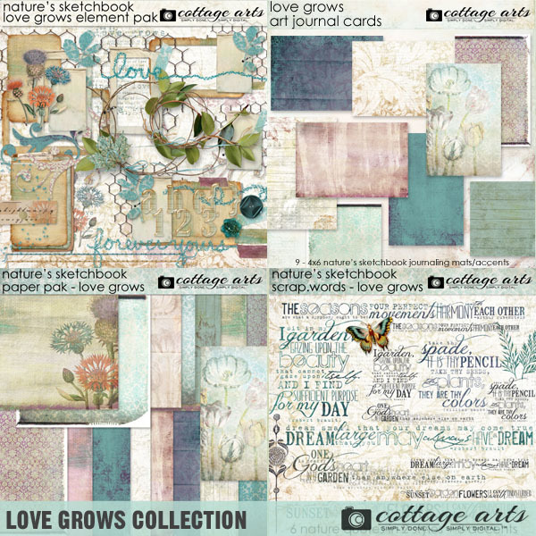 Love Grows Collection Digital Art - Digital Scrapbooking Kits