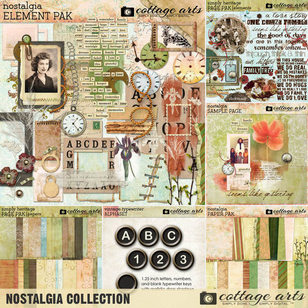 Nostalgia Collection Digital Art - Digital Scrapbooking Kits