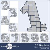 0 - 9 Numbers 12x12 Page Template Set
