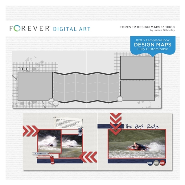 Forever Design Maps 13 11x8.5 Digital Art - Digital Scrapbooking Kits