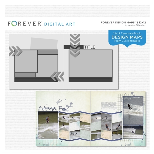Forever Design Maps 13 12x12 Digital Art - Digital Scrapbooking Kits