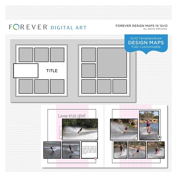 Forever Design Maps 14 12x12 Digital Art - Digital Scrapbooking Kits