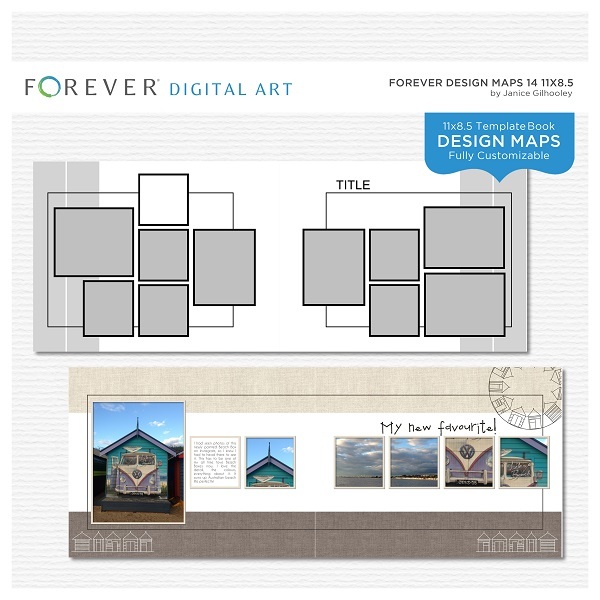 Forever Design Maps 14 11x8.5 Digital Art - Digital Scrapbooking Kits