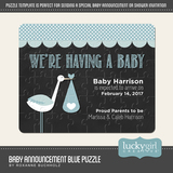Baby Announcement Blue Puzzle