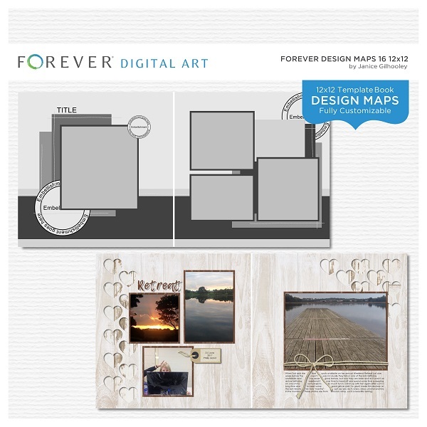 Forever Design Maps 16 12x12 Digital Art - Digital Scrapbooking Kits