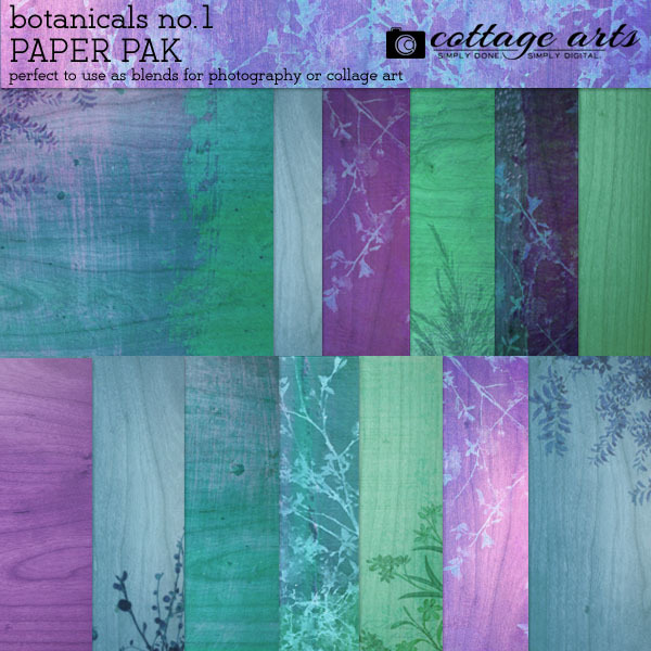 Botanicals 1 Paper Pak Digital Art - Digital Scrapbooking Kits