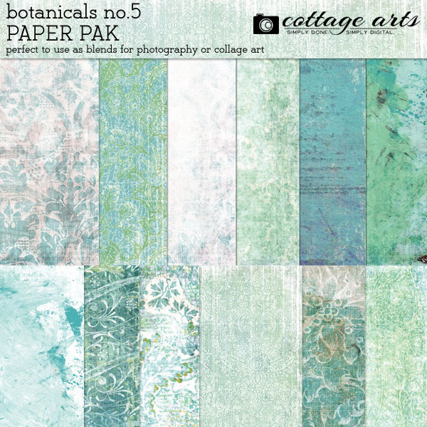 Botanicals 5 Paper Pak Digital Art - Digital Scrapbooking Kits