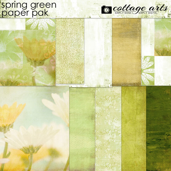 Spring Green Paper Pak Digital Art - Digital Scrapbooking Kits