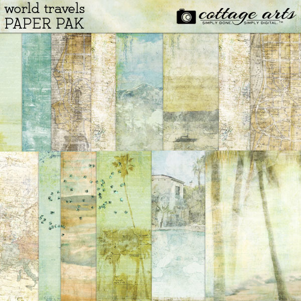 World Travels Paper Pak Digital Art - Digital Scrapbooking Kits