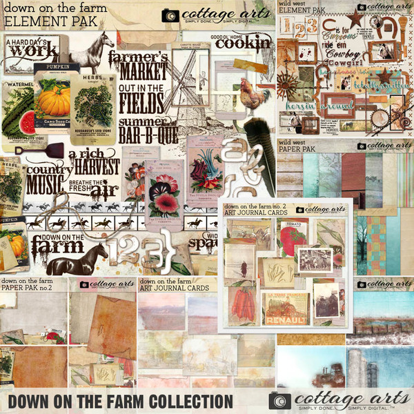 Down On The Farm Collection Digital Art - Digital Scrapbooking Kits