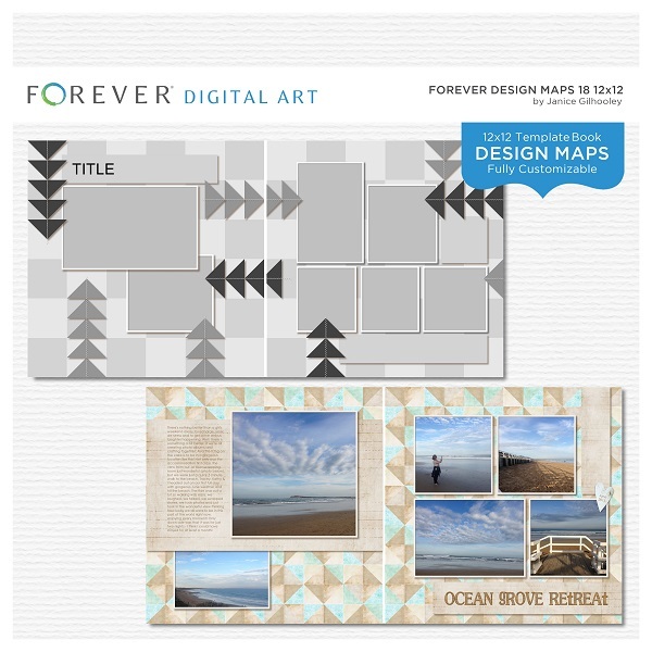 Forever Design Maps 18 12x12 Digital Art - Digital Scrapbooking Kits