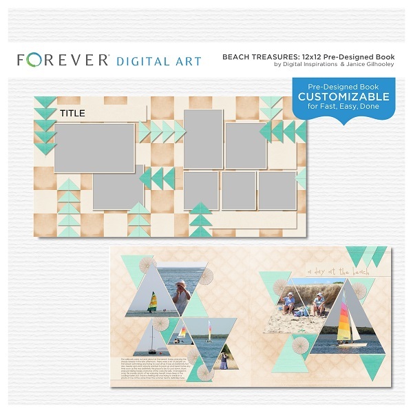 Beach Treasures Pre-Designed Book Digital Art - Digital Scrapbooking Kits