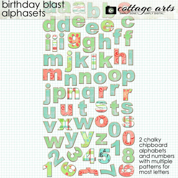 Birthday Blast Alphasets Digital Art - Digital Scrapbooking Kits