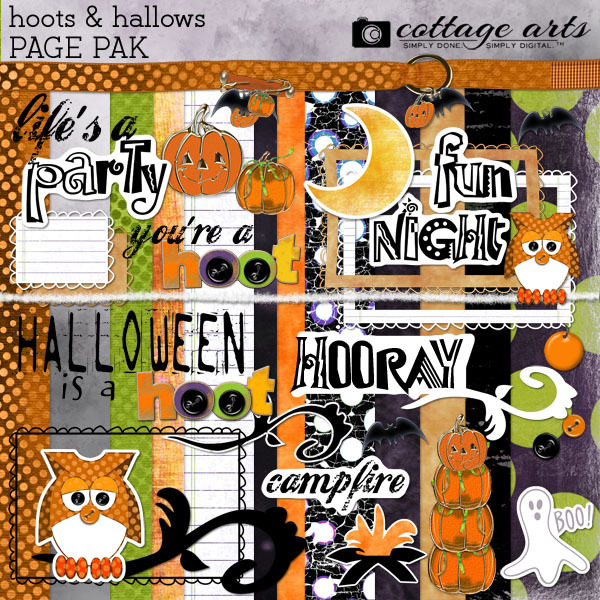 Hoots & Hallows Page Pak Digital Art - Digital Scrapbooking Kits