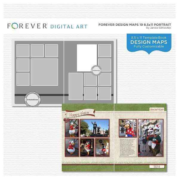 Forever Design Maps 19 8.5 X 11 Portrait Digital Art - Digital Scrapbooking Kits
