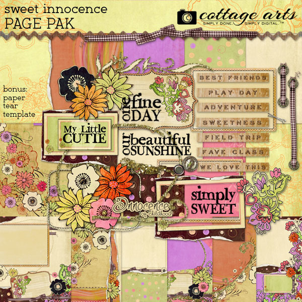 Sweet Innocence Page Pak Digital Art - Digital Scrapbooking Kits