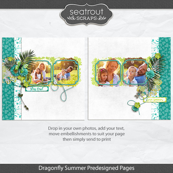 Dragonfly Summer Predesigned & Editable Pages Digital Art - Digital Scrapbooking Kits