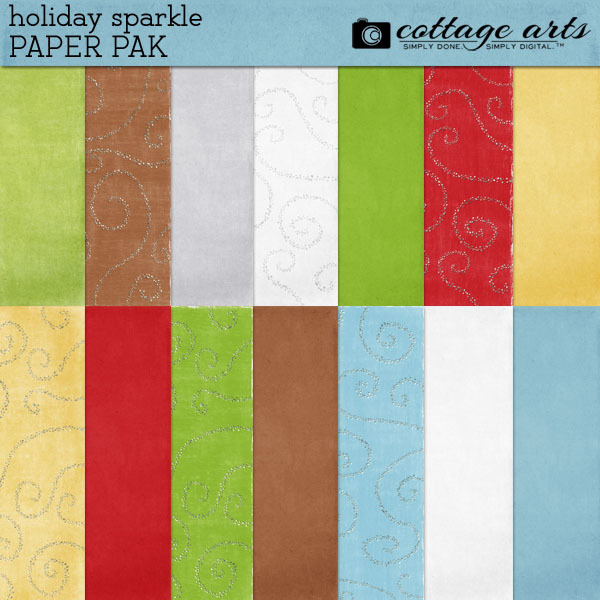 Holiday Sparkle Solids Paper Pak Digital Art - Digital Scrapbooking Kits