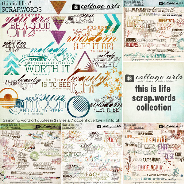 This is Life Scrap.Words Collection Digital Art - Digital Scrapbooking Kits