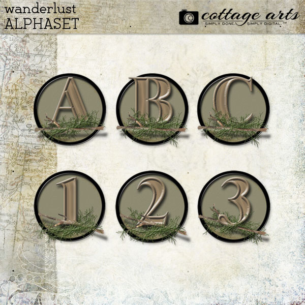 Wanderlust Alphaset Digital Art - Digital Scrapbooking Kits