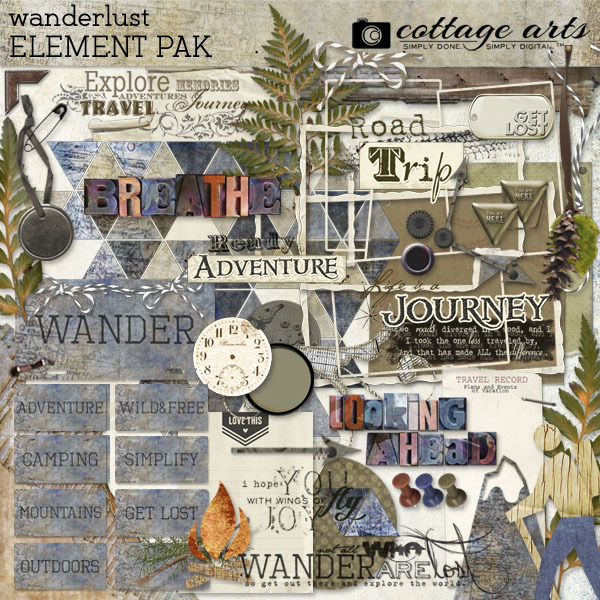 Wanderlust Element Pak Digital Art - Digital Scrapbooking Kits