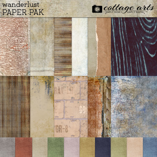 Wanderlust Paper Pak Digital Art - Digital Scrapbooking Kits