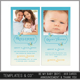 Be My Baby (boy) 4x8 Cards Announcement And Thank You