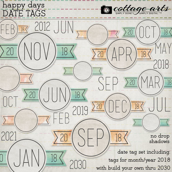 Happy Days Date Tags Digital Art - Digital Scrapbooking Kits