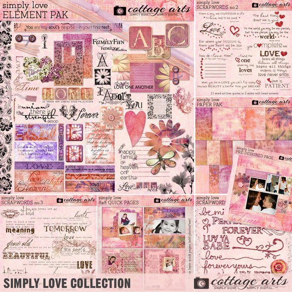 Simply Love Collection Digital Art - Digital Scrapbooking Kits
