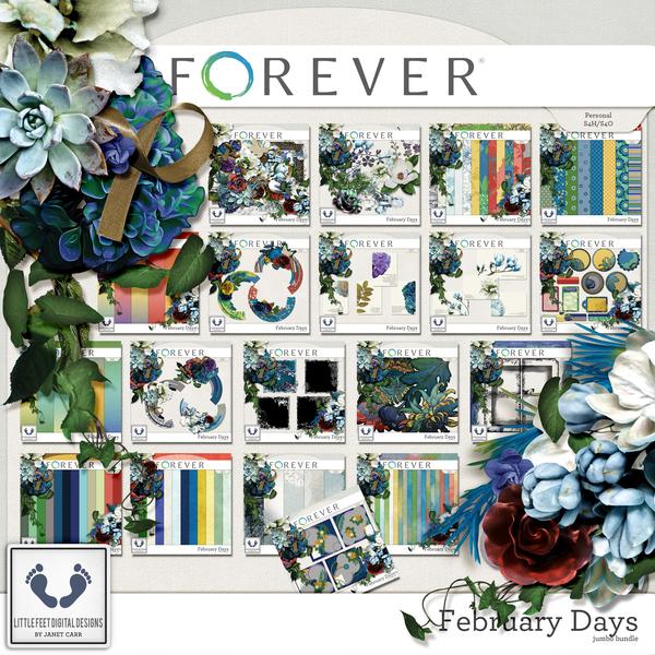 February Days Jumbo Bundle Digital Art - Digital Scrapbooking Kits