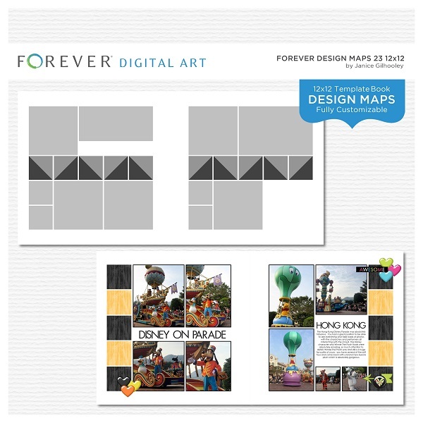 Forever Design Maps 23 12x12 Digital Art - Digital Scrapbooking Kits