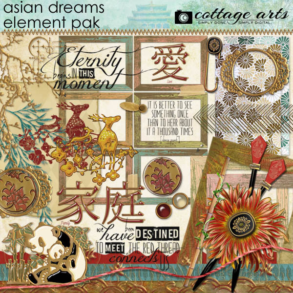Asian Dreams Element Pak Digital Art - Digital Scrapbooking Kits