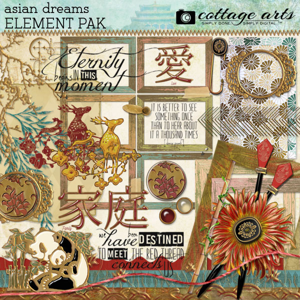 Asian Dreams Element Pak Digital Art - Digital Scrapbooking Kits