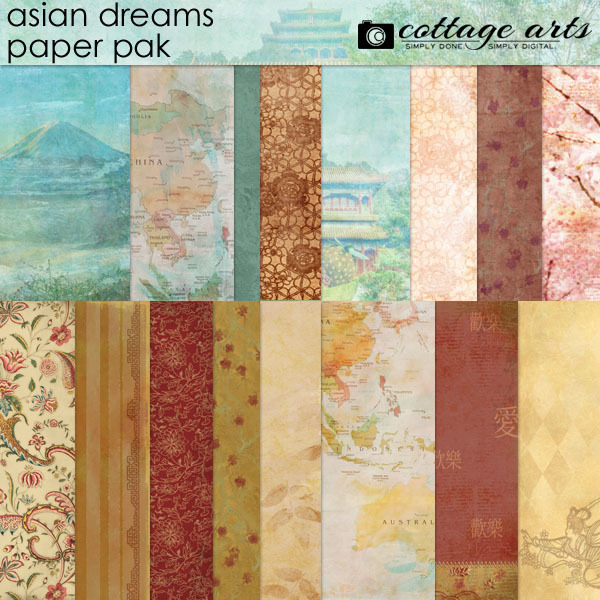 Asian Dreams Paper Pak Digital Art - Digital Scrapbooking Kits