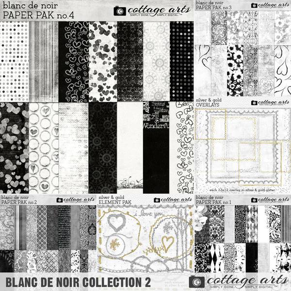 Blanc De Noir Collection 2 Digital Art - Digital Scrapbooking Kits