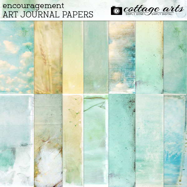 Encouragement Art Journal Paper Pak Digital Art - Digital Scrapbooking Kits