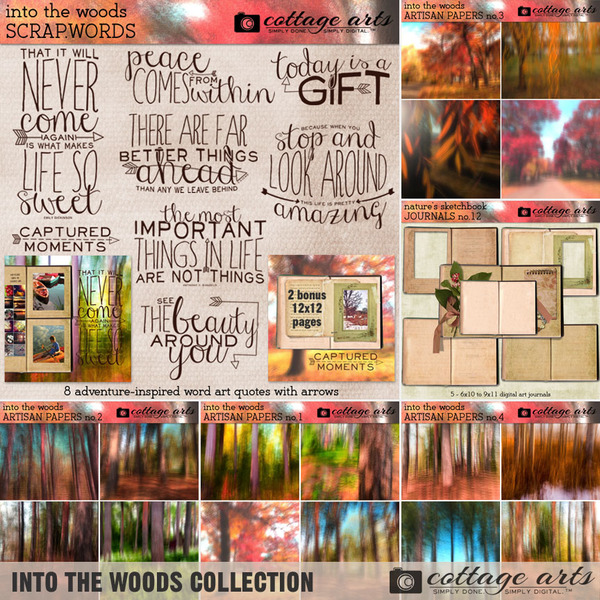 Into The Woods Collection Digital Art - Digital Scrapbooking Kits