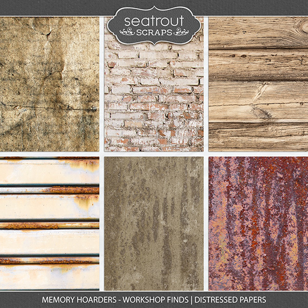 Memory Hoarders - Workshop Finds Distressed Papers Digital Art - Digital Scrapbooking Kits