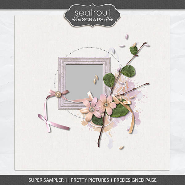 Super Sampler 1 - Pretty Pictures 1 Pre-designed Page Digital Art - Digital Scrapbooking Kits