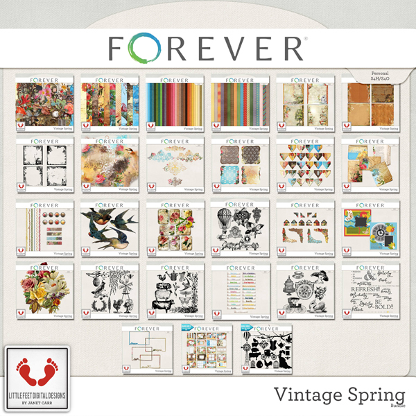 Vintage Spring Mega Jumbo Bundle DOD Digital Art - Digital Scrapbooking Kits