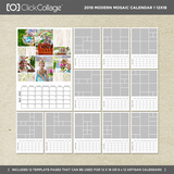 2019 Modern Mosaic Calendar 1 12x18