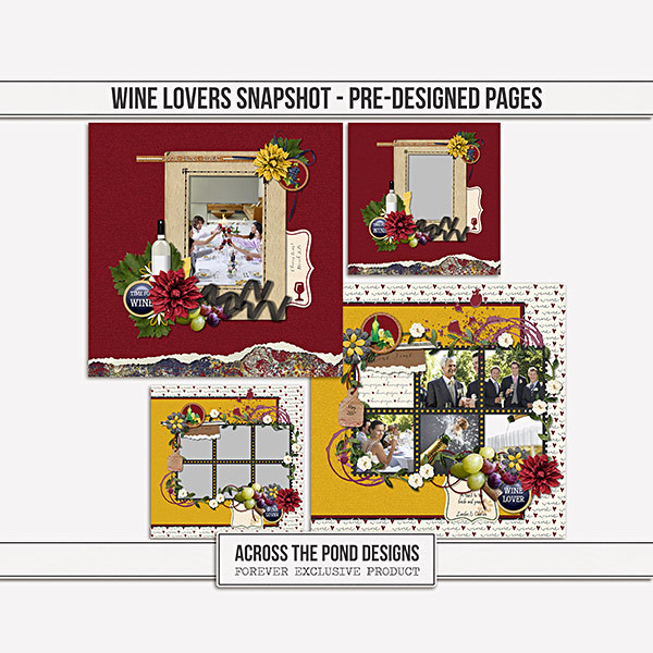 Wine Lovers Snapshot - Pre-designed Pages Digital Art - Digital Scrapbooking Kits