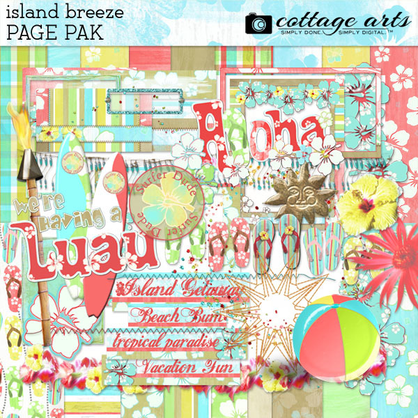 Island Breeze Page Pak Digital Art - Digital Scrapbooking Kits