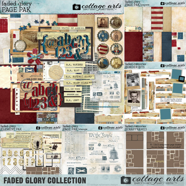 Faded Glory Collection Digital Art - Digital Scrapbooking Kits