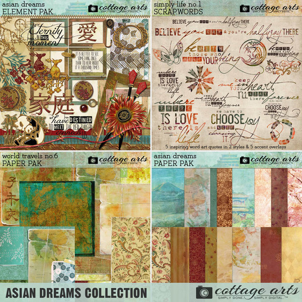 Asian Dreams Collection Digital Art - Digital Scrapbooking Kits