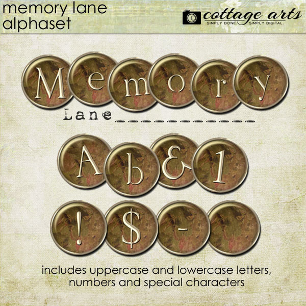 Memory Lane Alphaset Digital Art - Digital Scrapbooking Kits