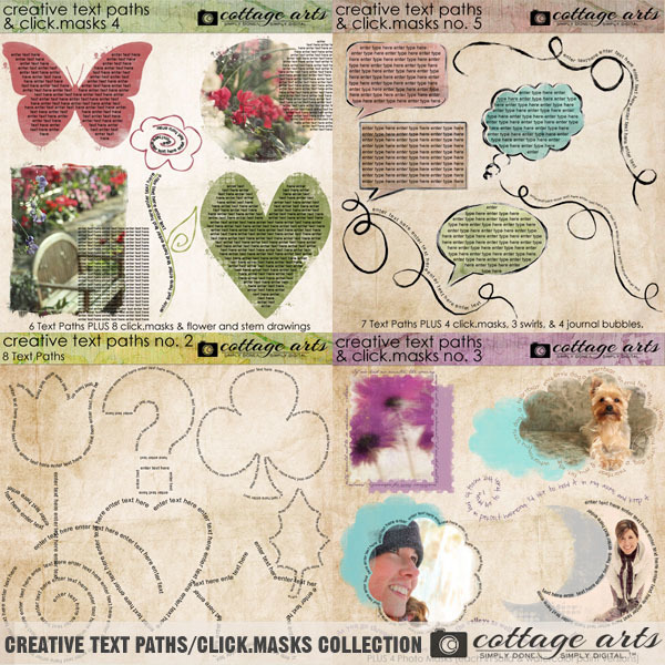 Creative Text Paths & Click.Masks Collection Digital Art - Digital Scrapbooking Kits
